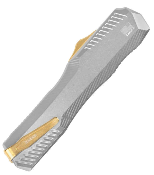 Kershaw 9000RAWGLD Livewire (MagnaCut, Spear Point, Gold, Aluminum) Automatic Pocket Knife