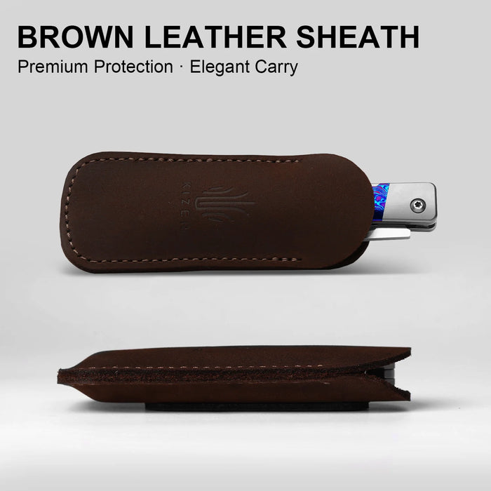 Kizer Ki2670A3 Little Grand (M390, Drop Point, Satin, Titanium/Damascus) Slip Joint Pocket Knife