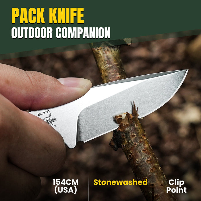 Kizer 1064C1 Muskrat (154CM, Clip Point, Micarta) Fixed Blade Knife