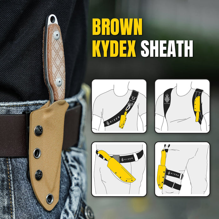 Kizer 1064C1 Muskrat (154CM, Clip Point, Micarta) Fixed Blade Knife