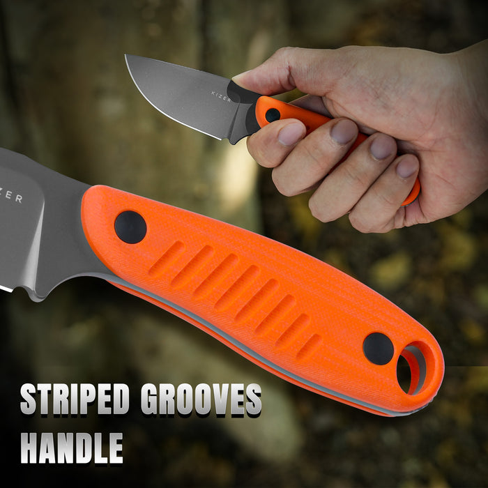Kizer 1077A1 Hare (D2, Clip Point, G10, Orange) Fixed Blade Knife