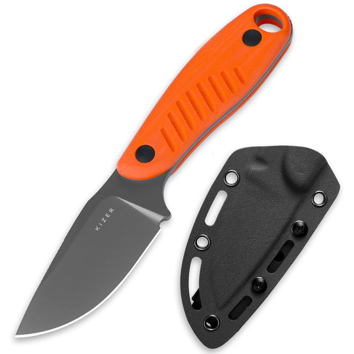 Kizer 1077A1 Hare (D2, Clip Point, G10, Orange) Fixed Blade Knife