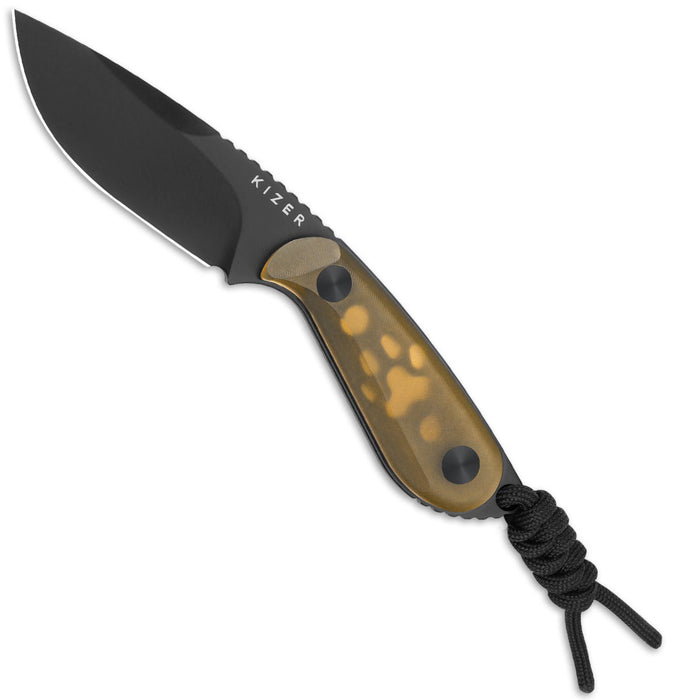 Kizer 1081A1 Buddy (Nitro V, Drop Point, PEI, Yellow) Fixed Blade Knife