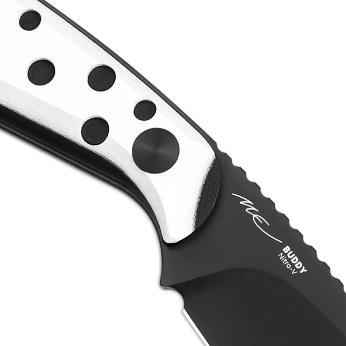 Kizer 1081A3 Buddy (Nitro V, Drop Point, G10, Black/White) Fixed Blade Knife