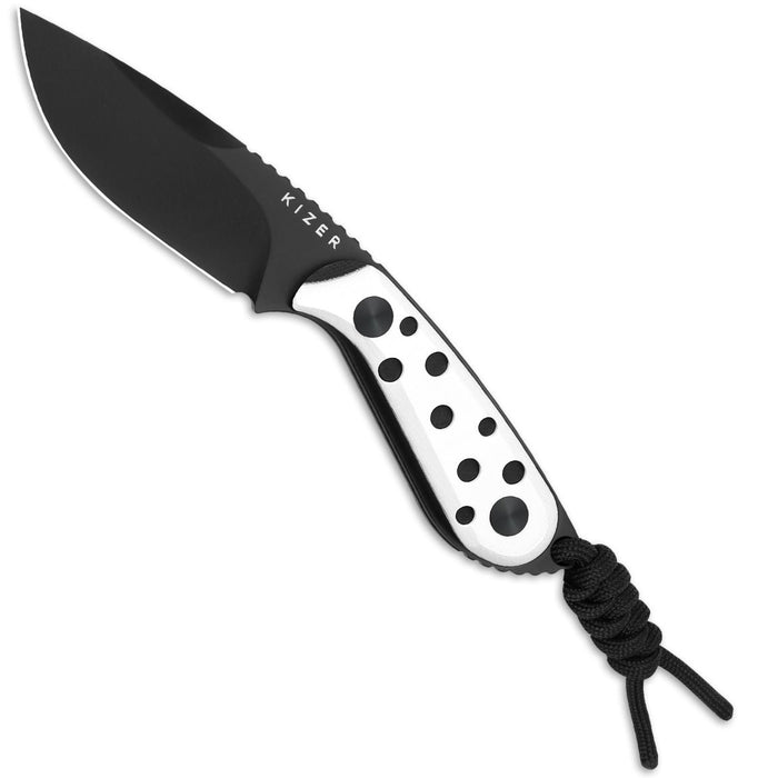 Kizer 1081A3 Buddy (Nitro V, Drop Point, G10, Black/White) Fixed Blade Knife