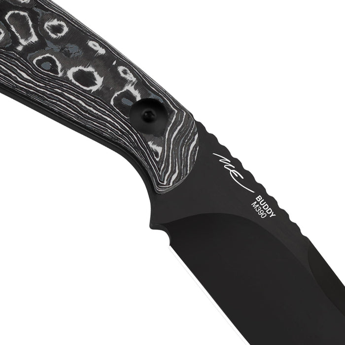 Kizer 1081A9 Buddy (M390, Drop Point, Brushed, Fat Carbon) Fixed Blade Knife