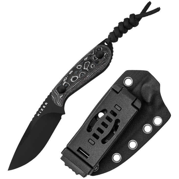 Kizer 1081A9 Buddy (M390, Drop Point, Brushed, Fat Carbon) Fixed Blade Knife