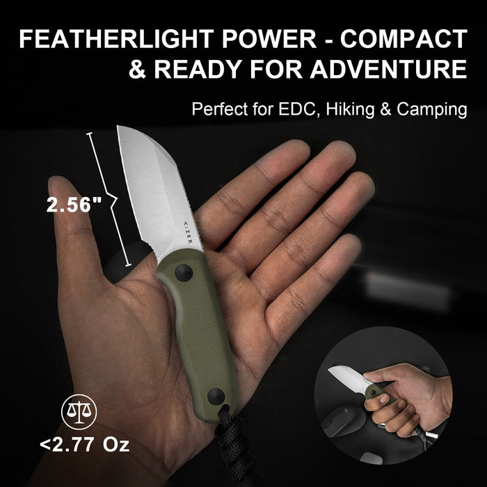 Kizer 1093A1 Drop Bear (AEB-l, Sheepsfoot, Satin, G10) Fixed Blade Knife