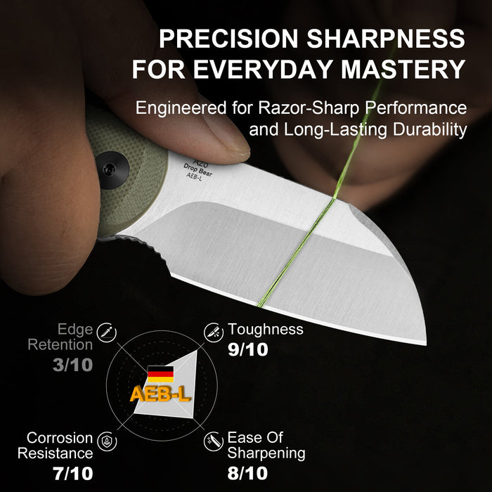 Kizer 1093A1 Drop Bear (AEB-l, Sheepsfoot, Satin, G10) Fixed Blade Knife