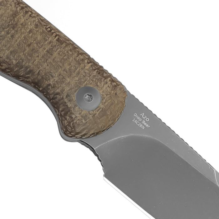 Kizer 1094A1 Drop Bear (14C28N, Drop Point, Stonewashed, Micarta) Fixed Blade Knife