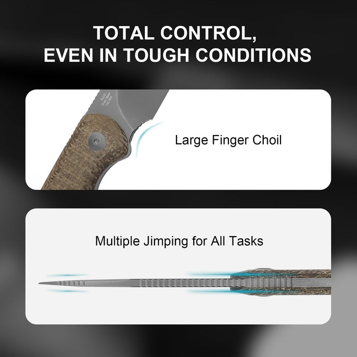 Kizer 1094A1 Drop Bear (14C28N, Drop Point, Stonewashed, Micarta) Fixed Blade Knife