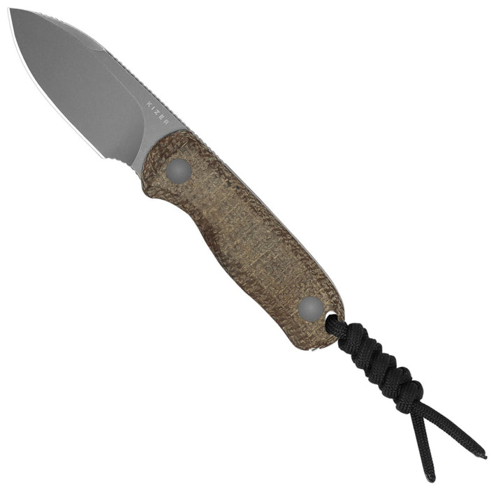 Kizer 1094A1 Drop Bear (14C28N, Drop Point, Stonewashed, Micarta) Fixed Blade Knife
