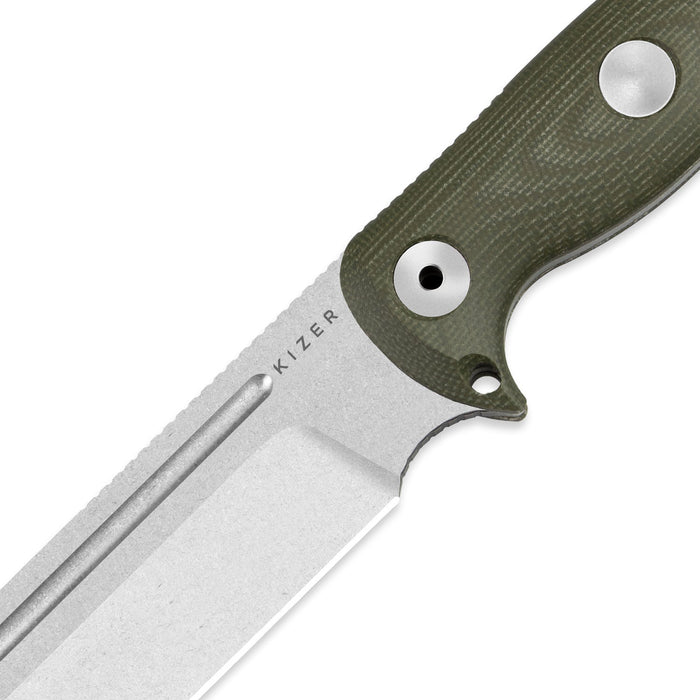 Kizer 1103A1 Drop Bear Fix 7 (AEB-L, Stonewashed, Drop Point, Micarta) Fixed Blade Knife