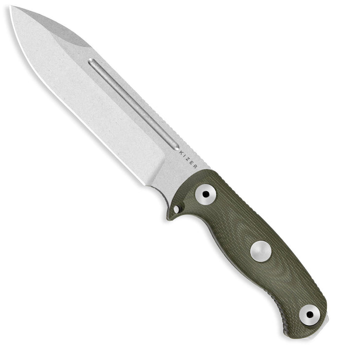 Kizer 1103A1 Drop Bear Fix 7 (AEB-L, Stonewashed, Drop Point, Micarta) Fixed Blade Knife