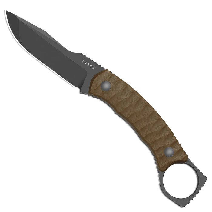 Kizer 1115A2 Billy Bones (AEB-L, Drop Point, Gray PVD, Stonewashed, G10) Fixed Blade Knife