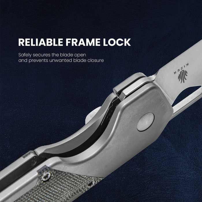 Kizer Ki3634A1 Militaw (S35VN, Drop Point, Stonewashed, Titanium/Micarta) Pocket Knife