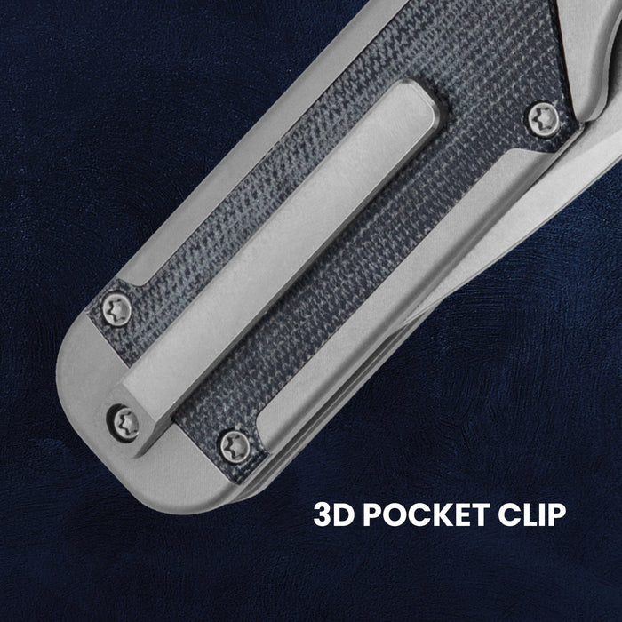 Kizer Ki3634A1 Militaw (S35VN, Drop Point, Stonewashed, Titanium/Micarta) Pocket Knife