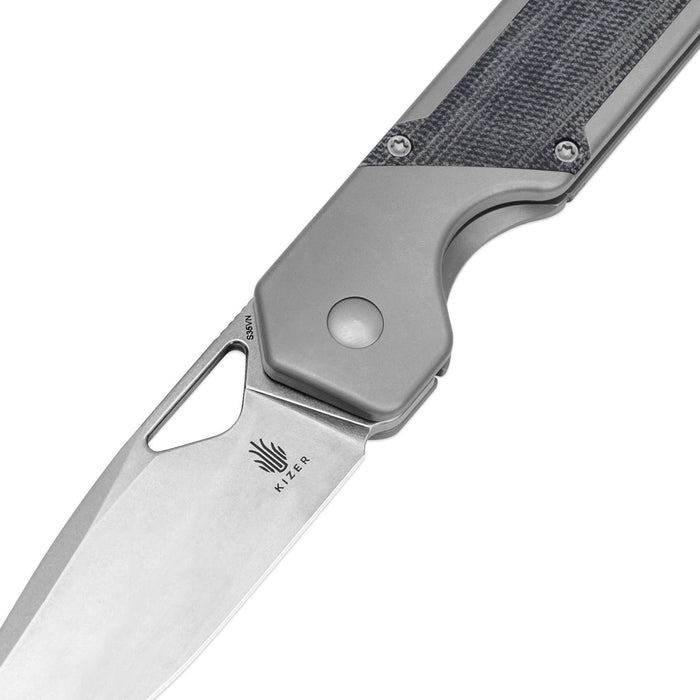 Kizer Ki3634A1 Militaw (S35VN, Drop Point, Stonewashed, Titanium/Micarta) Pocket Knife