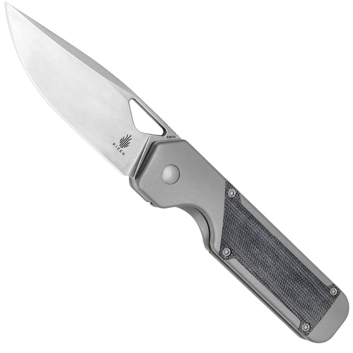 Kizer Ki3634A1 Militaw (S35VN, Drop Point, Stonewashed, Titanium/Micarta) Pocket Knife