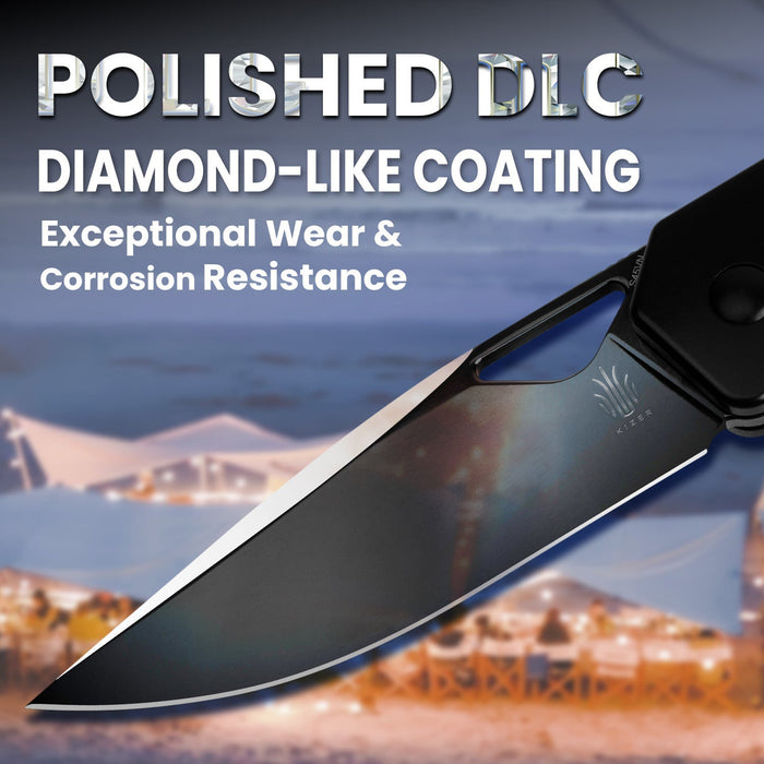 Kizer Ki3634A2 Militaw (S45VN, Drop Point, Black, Titanium) Pocket Knife