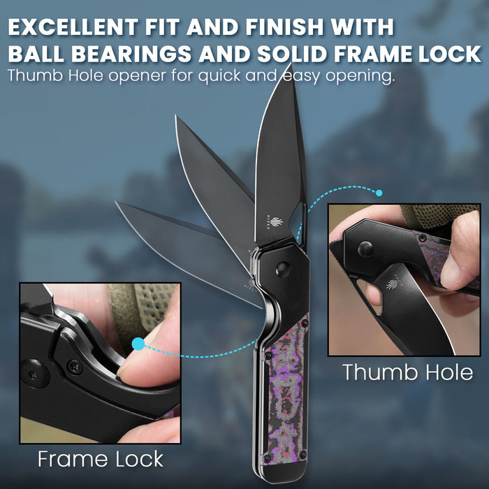 Kizer Ki3634A2 Militaw (S45VN, Drop Point, Black, Titanium) Pocket Knife