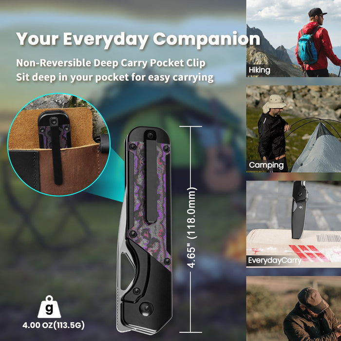 Kizer Ki3634A2 Militaw (S45VN, Drop Point, Black, Titanium) Pocket Knife