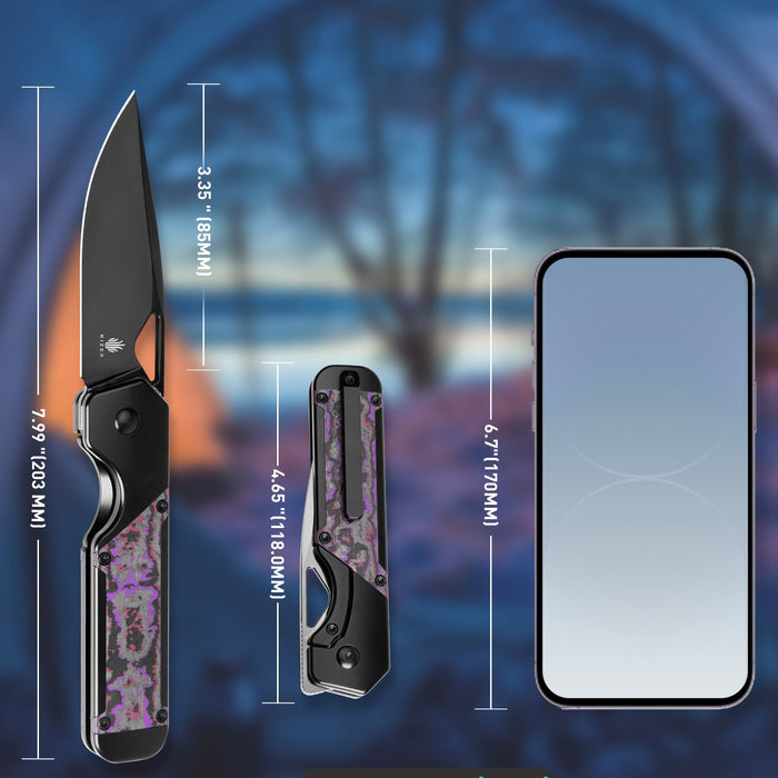 Kizer Ki3634A2 Militaw (S45VN, Drop Point, Black, Titanium) Pocket Knife