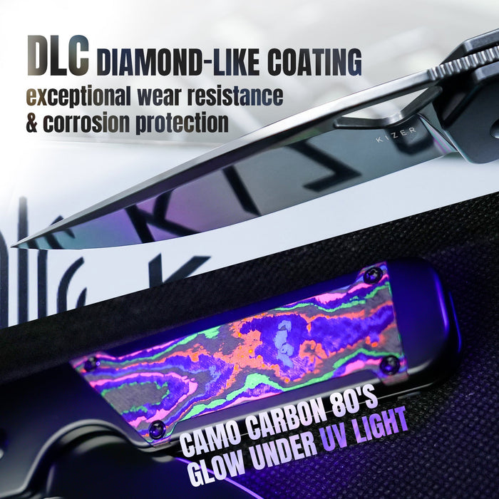 Kizer Ki3634SA1 Mini Militaw (M390, Drop Point, Black, Titanium) Pocket Knife