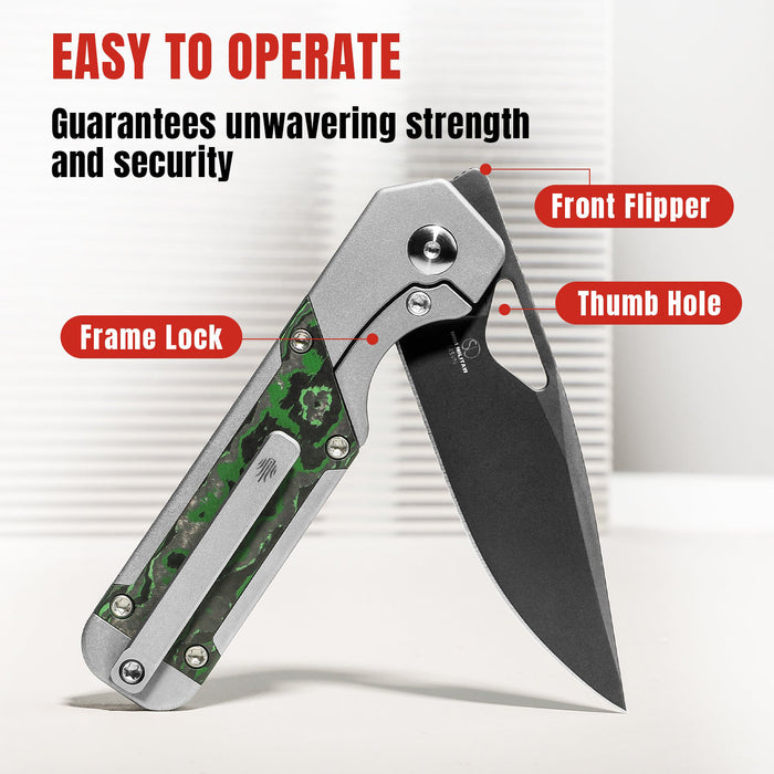 Kizer Ki3634SA2 Mini Militaw (S45VN, Drop Point, Titanium/Jungle Wear) Pocket Knife