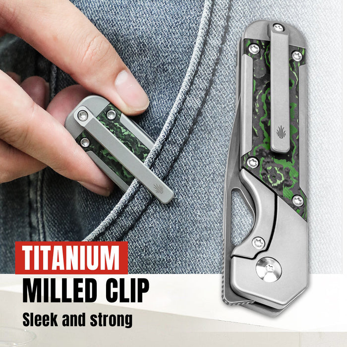 Kizer Ki3634SA2 Mini Militaw (S45VN, Drop Point, Titanium/Jungle Wear) Pocket Knife