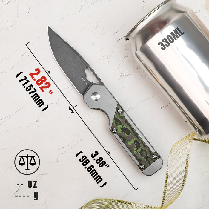 Kizer Ki3634SA2 Mini Militaw (S45VN, Drop Point, Titanium/Jungle Wear) Pocket Knife