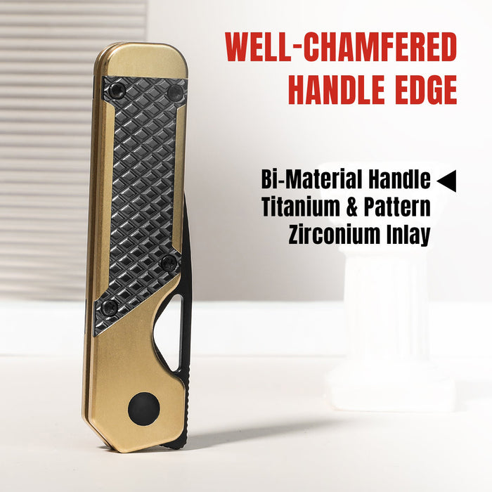 Kizer Ki3634SA3 Mini Militaw (S45VN, Drop Point, Black, Titanium/Zirconium) Pocket Knife