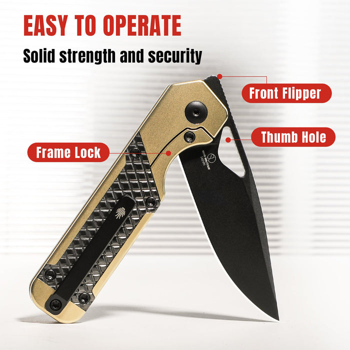 Kizer Ki3634SA3 Mini Militaw (S45VN, Drop Point, Black, Titanium/Zirconium) Pocket Knife