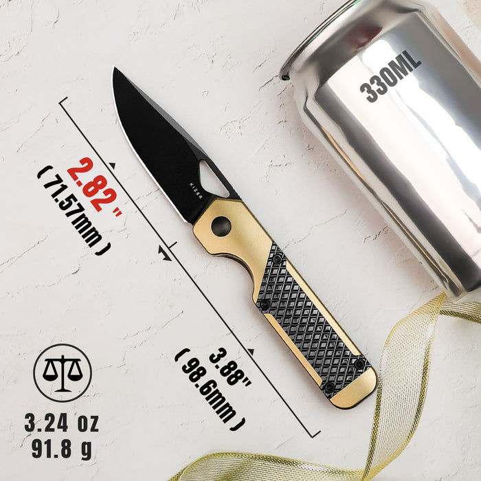 Kizer Ki3634SA3 Mini Militaw (S45VN, Drop Point, Black, Titanium/Zirconium) Pocket Knife