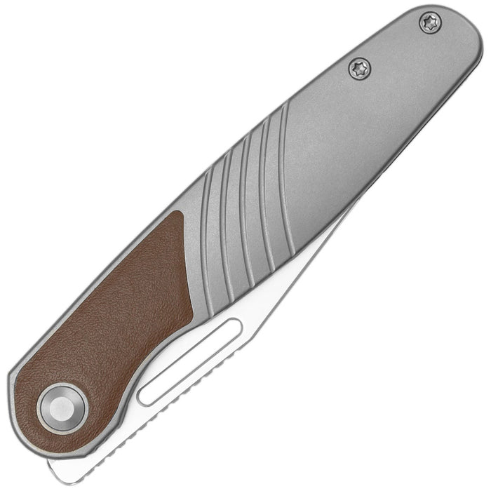 Kizer Ki3720A2 Raze (S45VN, Clip Point, Stonewashed, Titanium/Leather) Pocket Knife