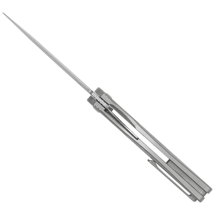 Kizer Ki3720A2 Raze (S45VN, Clip Point, Stonewashed, Titanium/Leather) Pocket Knife