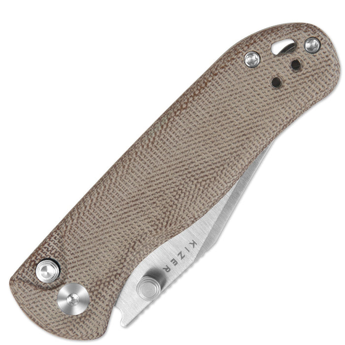 Kizer V3619.2CC1 Drop Bear 2 (Nitro V, Clip Point, Satin, Micarta) Pocket Knife