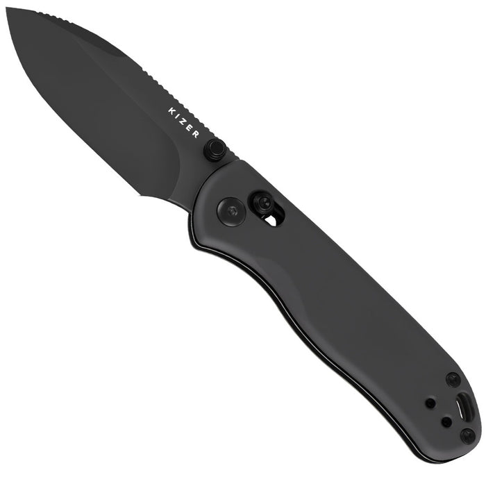 Kizer V3619.2KD2 Drop Bear 2 (Nitro V, Drop Point, Black DLC, Aluminum) Pocket Knife