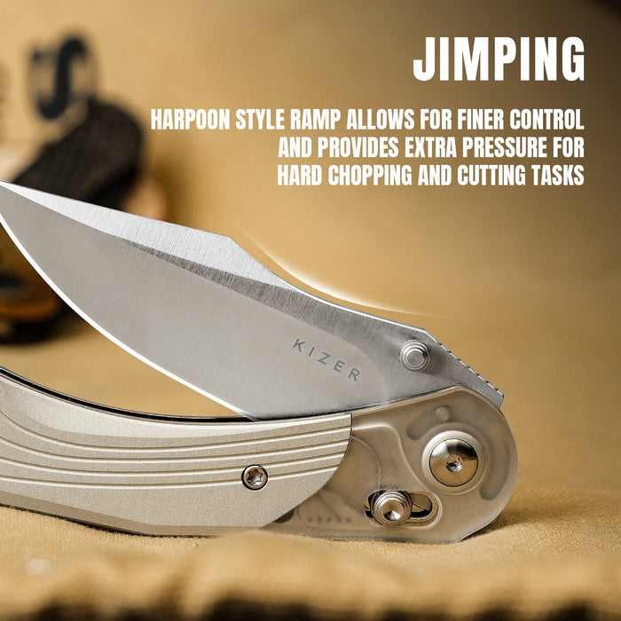 Kizer V3636A1 Mini Mystic (Nitro V, Clip Point, Satin, Acrylic/Aluminum) Pocket Knife