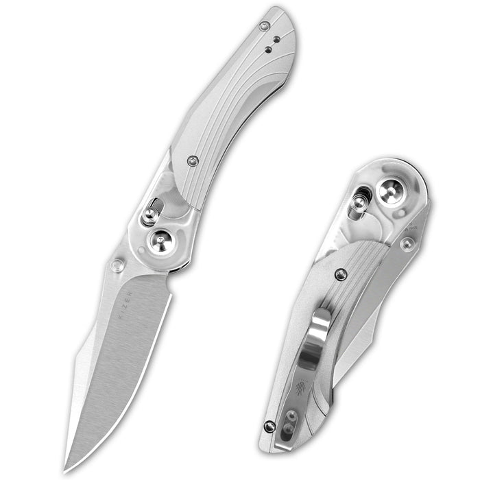 Kizer V3636A1 Mini Mystic (Nitro V, Clip Point, Satin, Acrylic/Aluminum) Pocket Knife