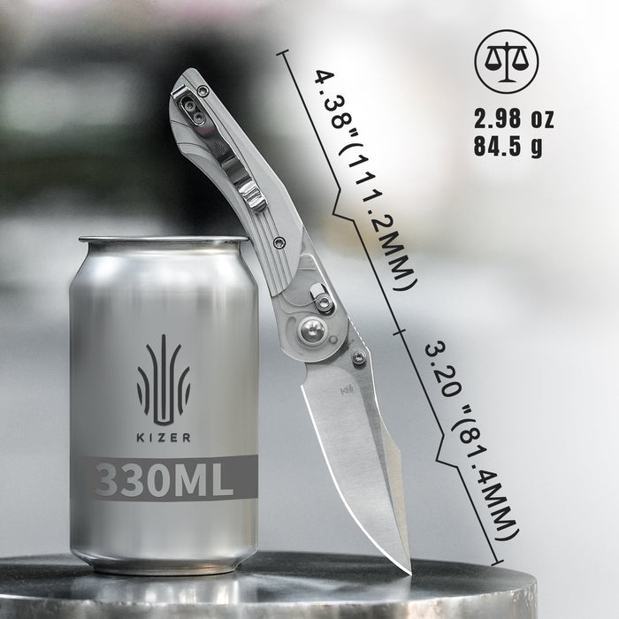 Kizer V3636A1 Mini Mystic (Nitro V, Clip Point, Satin, Acrylic/Aluminum) Pocket Knife