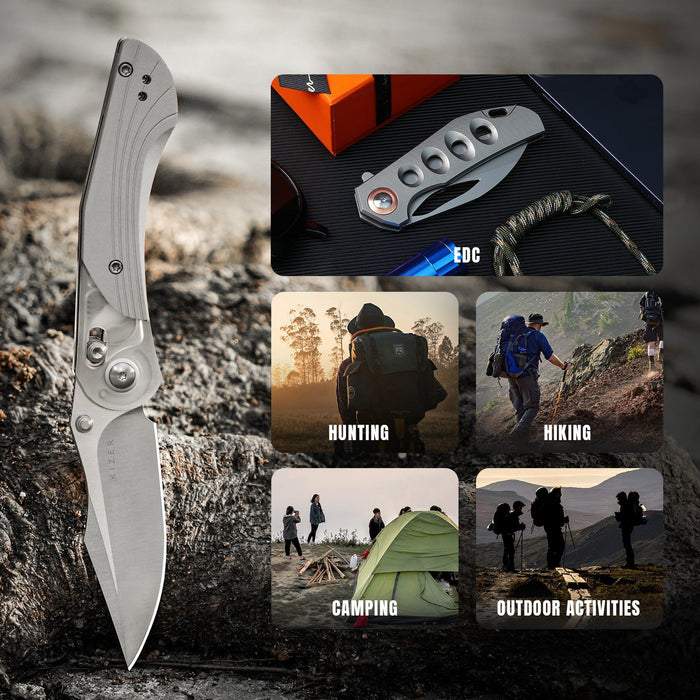 Kizer V3636A1 Mini Mystic (Nitro V, Clip Point, Satin, Acrylic/Aluminum) Pocket Knife