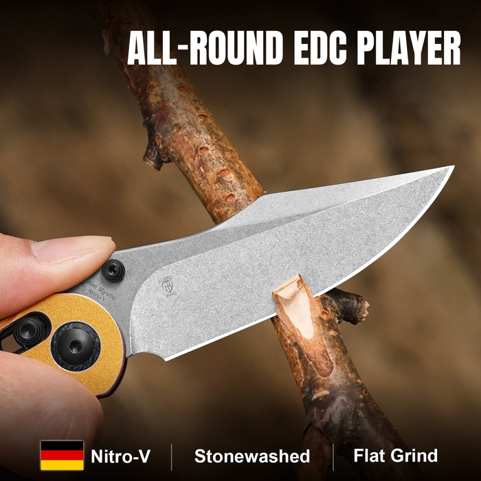 Kizer V3636A2 Mini Mystic (Nitro V, Clip Point, Satin, Aluminum/Micarta) Pocket Knife