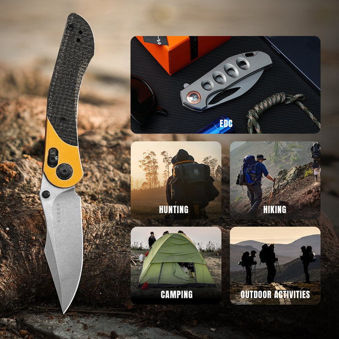 Kizer V3636A2 Mini Mystic (Nitro V, Clip Point, Satin, Aluminum/Micarta) Pocket Knife