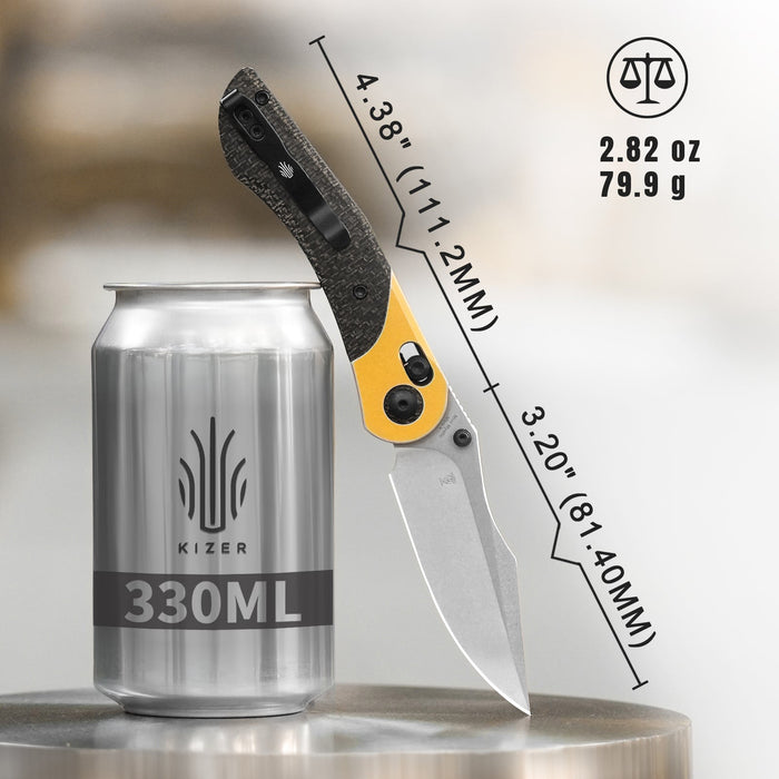 Kizer V3636A2 Mini Mystic (Nitro V, Clip Point, Satin, Aluminum/Micarta) Pocket Knife