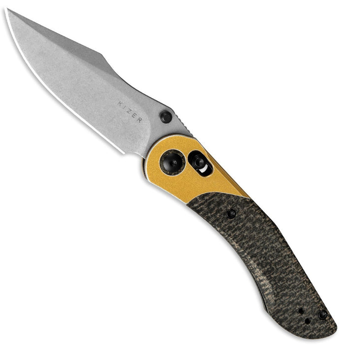 Kizer V3636A2 Mini Mystic (Nitro V, Clip Point, Satin, Aluminum/Micarta) Pocket Knife