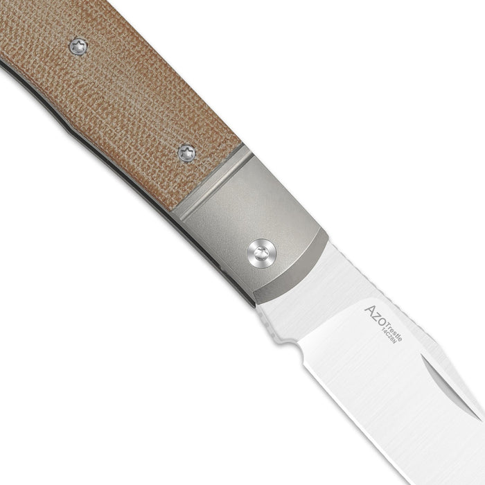 Kizer V3761A1 Trestle (14C28N, Clip Point, Satin, Titanium/Micarta) Slip Joint Pocket Knife