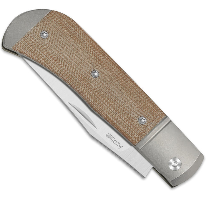 Kizer V3761A1 Trestle (14C28N, Clip Point, Satin, Titanium/Micarta) Slip Joint Pocket Knife