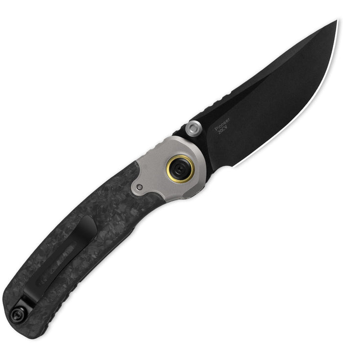 Kizer ZX-FK03A4 Pioneer (20CV, Drop Point, Stonewashed, Titanium/Carbon Fiber) Pocket Knife