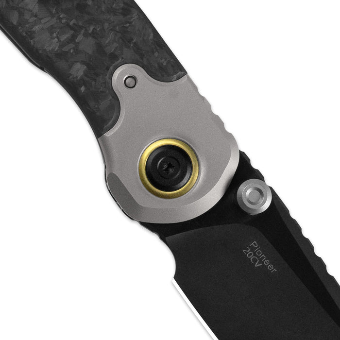 Kizer ZX-FK03A4 Pioneer (20CV, Drop Point, Stonewashed, Titanium/Carbon Fiber) Pocket Knife